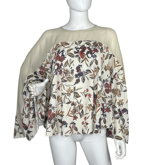 NWOT Oli & Hali Top Boho Floral Flowy Long Sleeve Oversized Size M - Picture 1 of 10